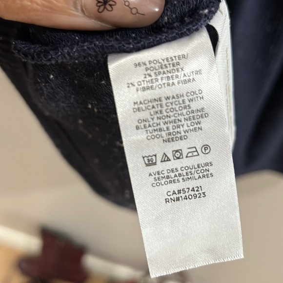 Loft Flecked Button Back Swing Dress Color Navy Blue Size Medium - Picture 5 of 6